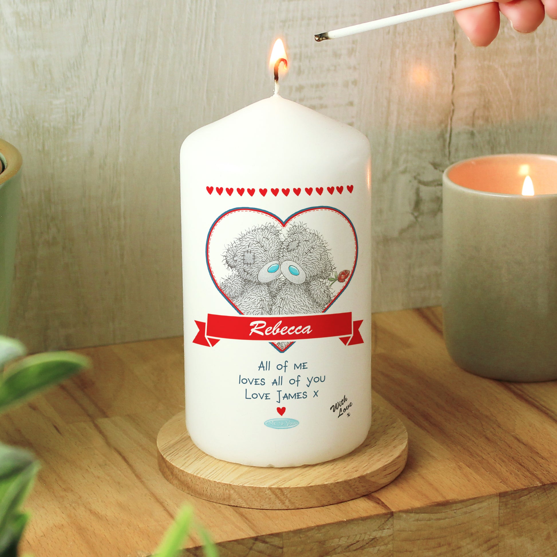 Personalised Me to You Couple Pillar Candle - MK&JD Gifts