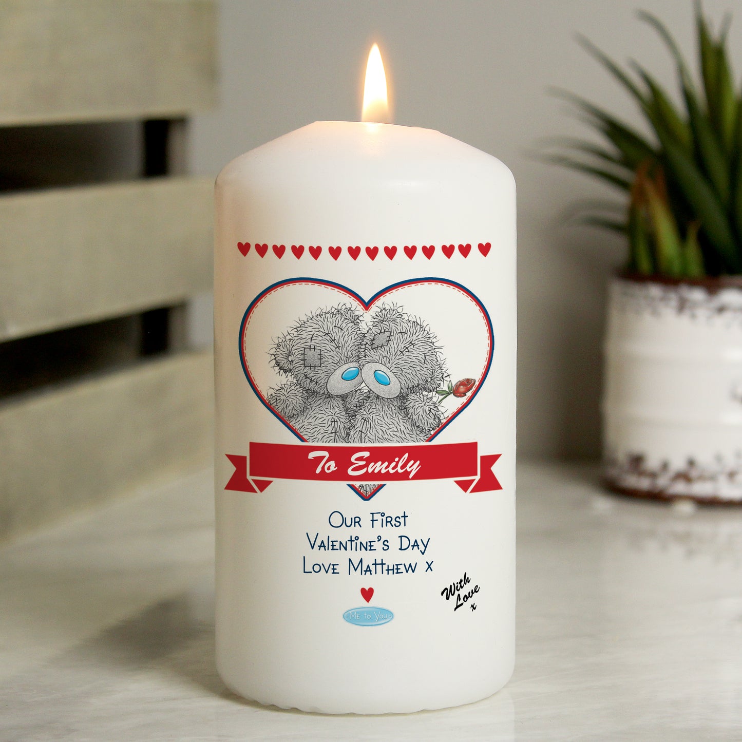 Personalised Me to You Couple Pillar Candle - MK&JD Gifts