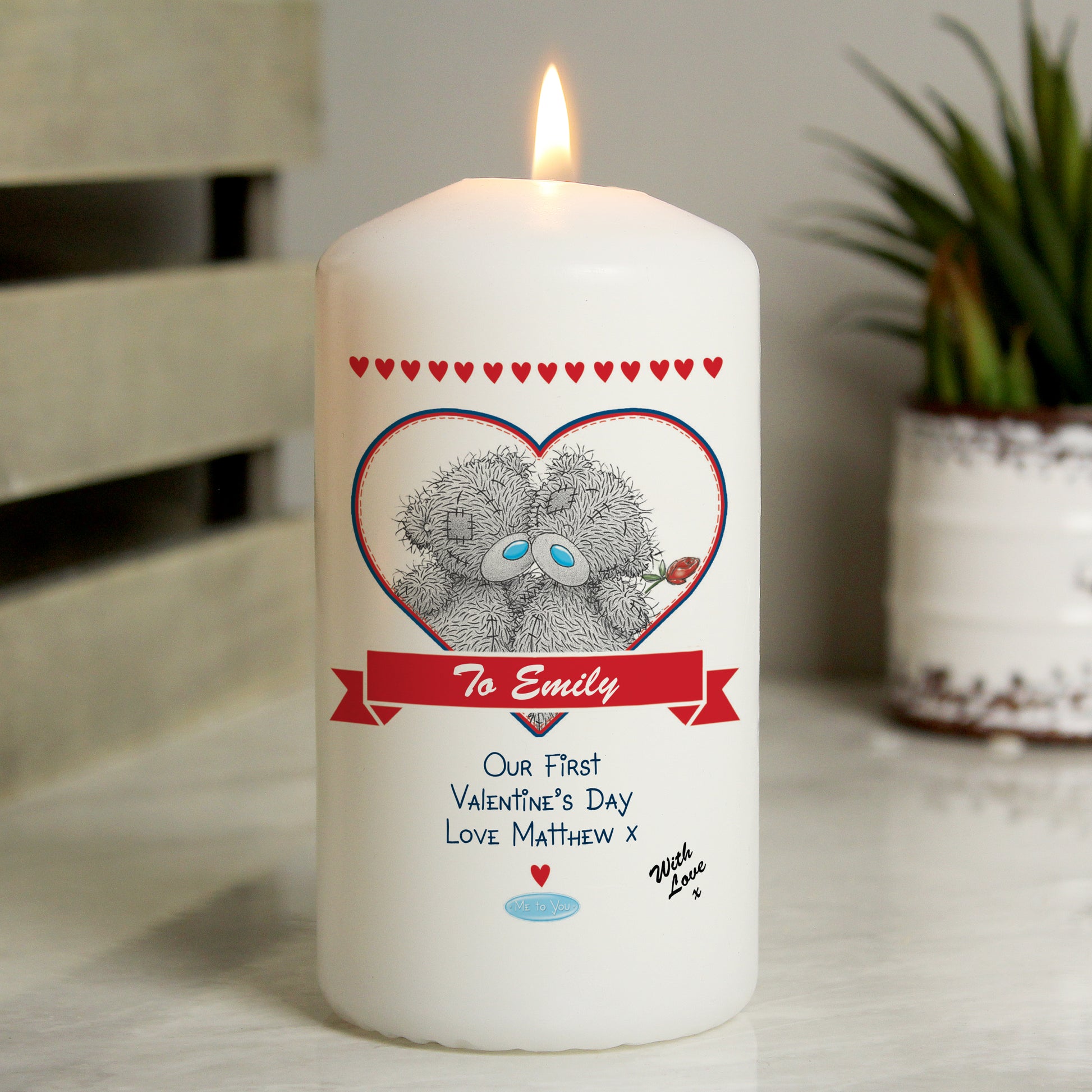 Personalised Me to You Couple Pillar Candle - MK&JD Gifts