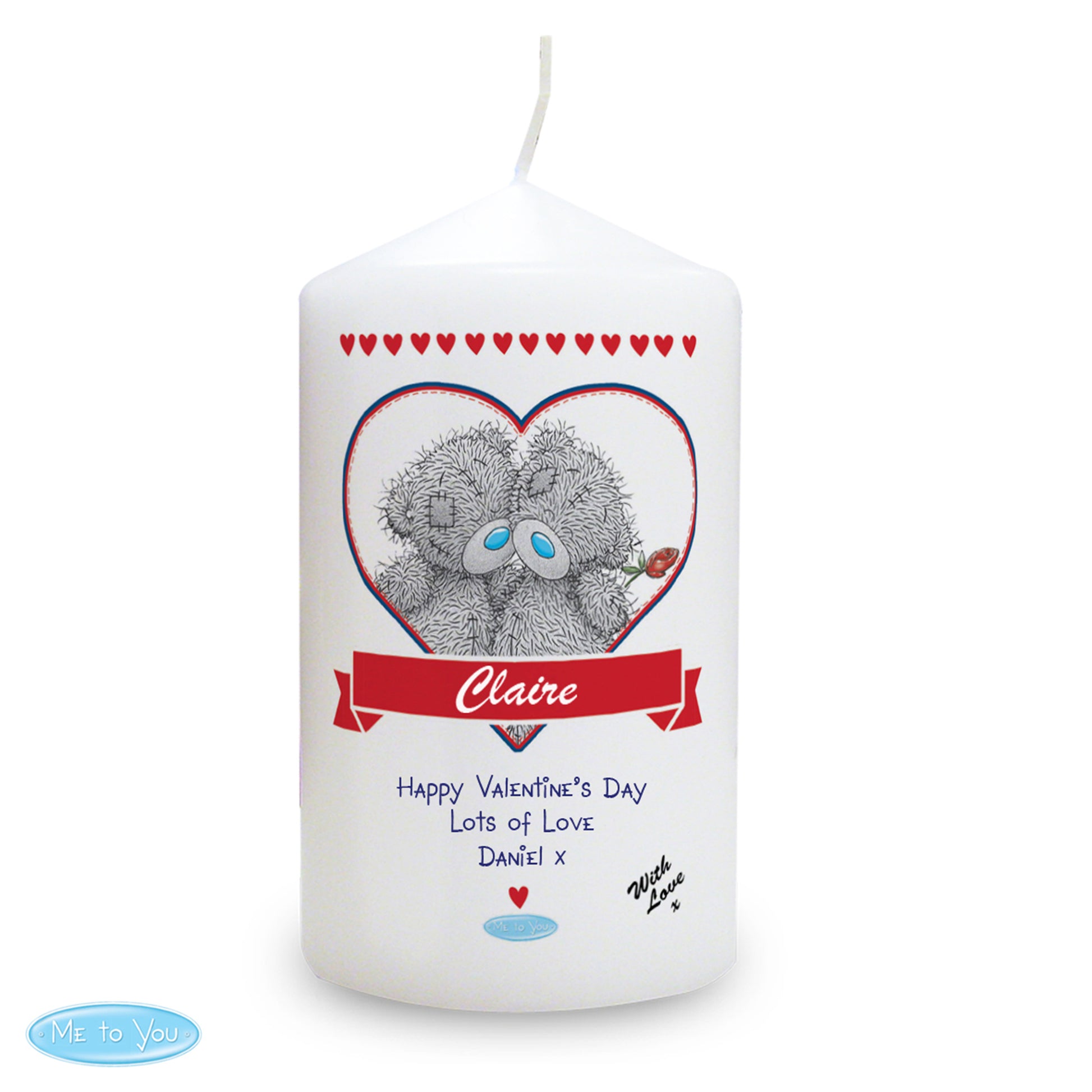 Personalised Me to You Couple Pillar Candle - MK&JD Gifts