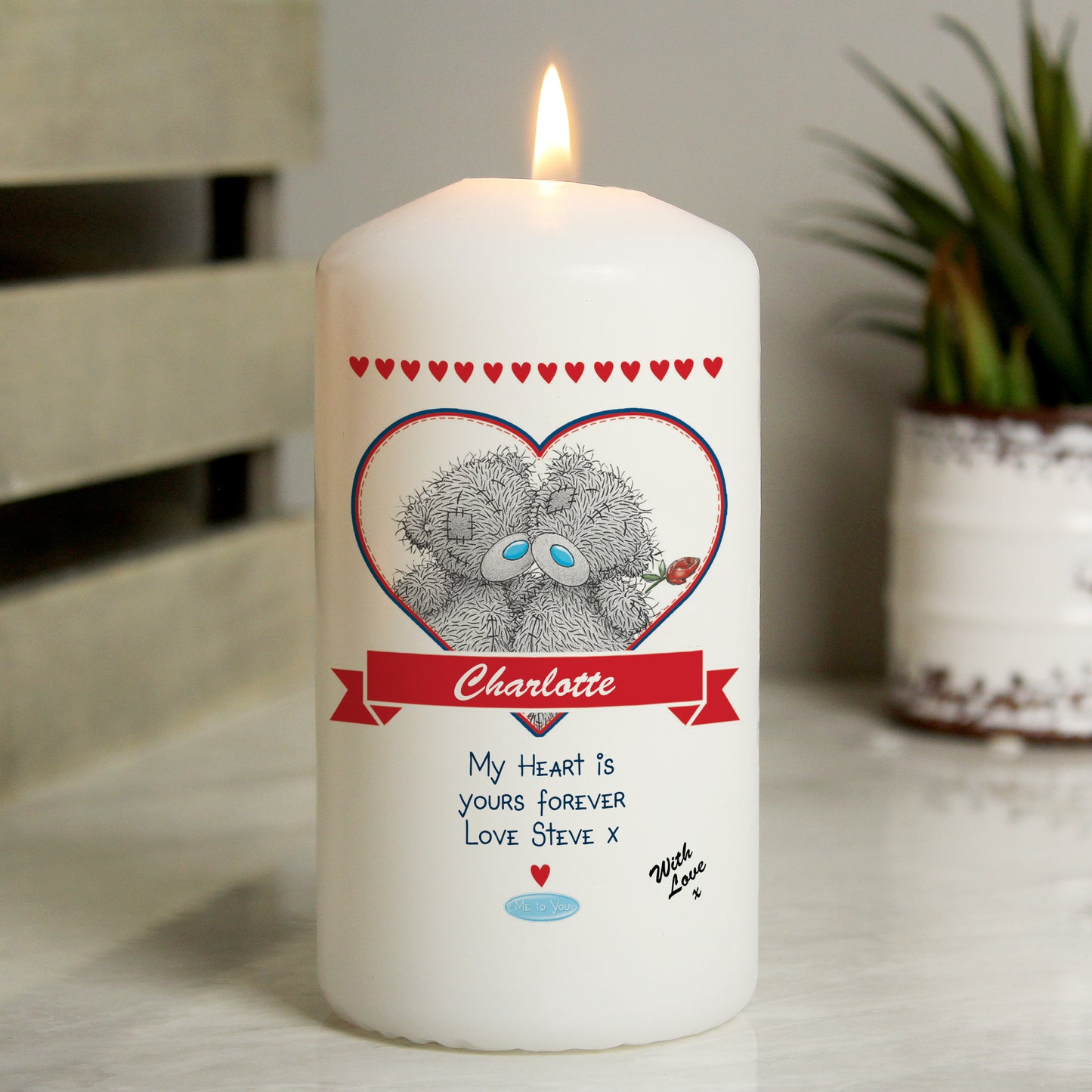 Personalised Me to You Couple Pillar Candle - MK&JD Gifts