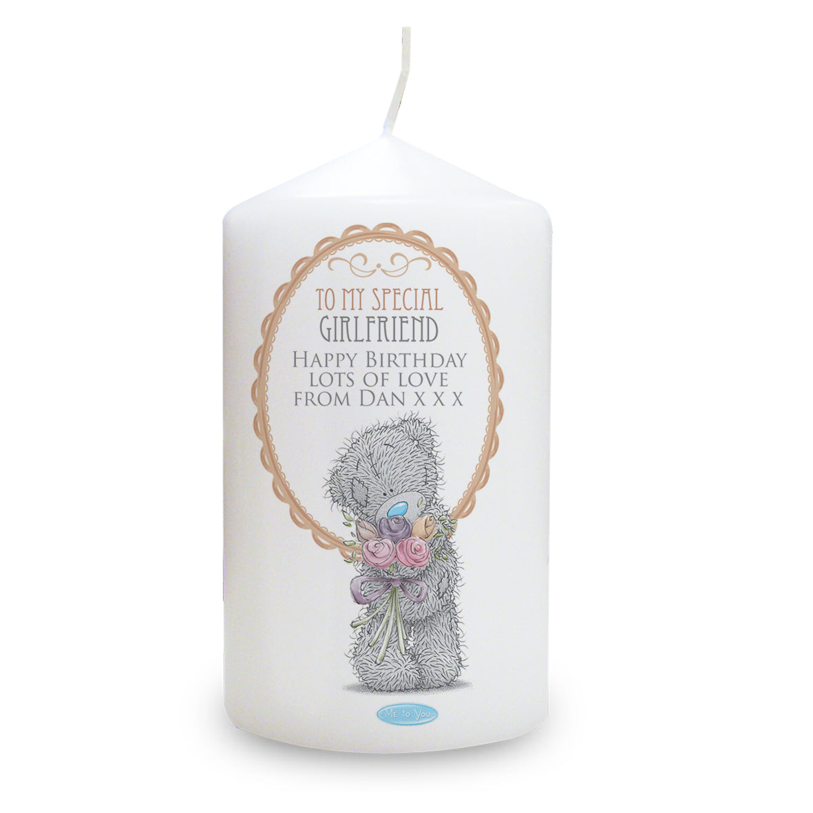 Personalised Me to You Flowers Pillar Candle For Her - MK&JD Gifts