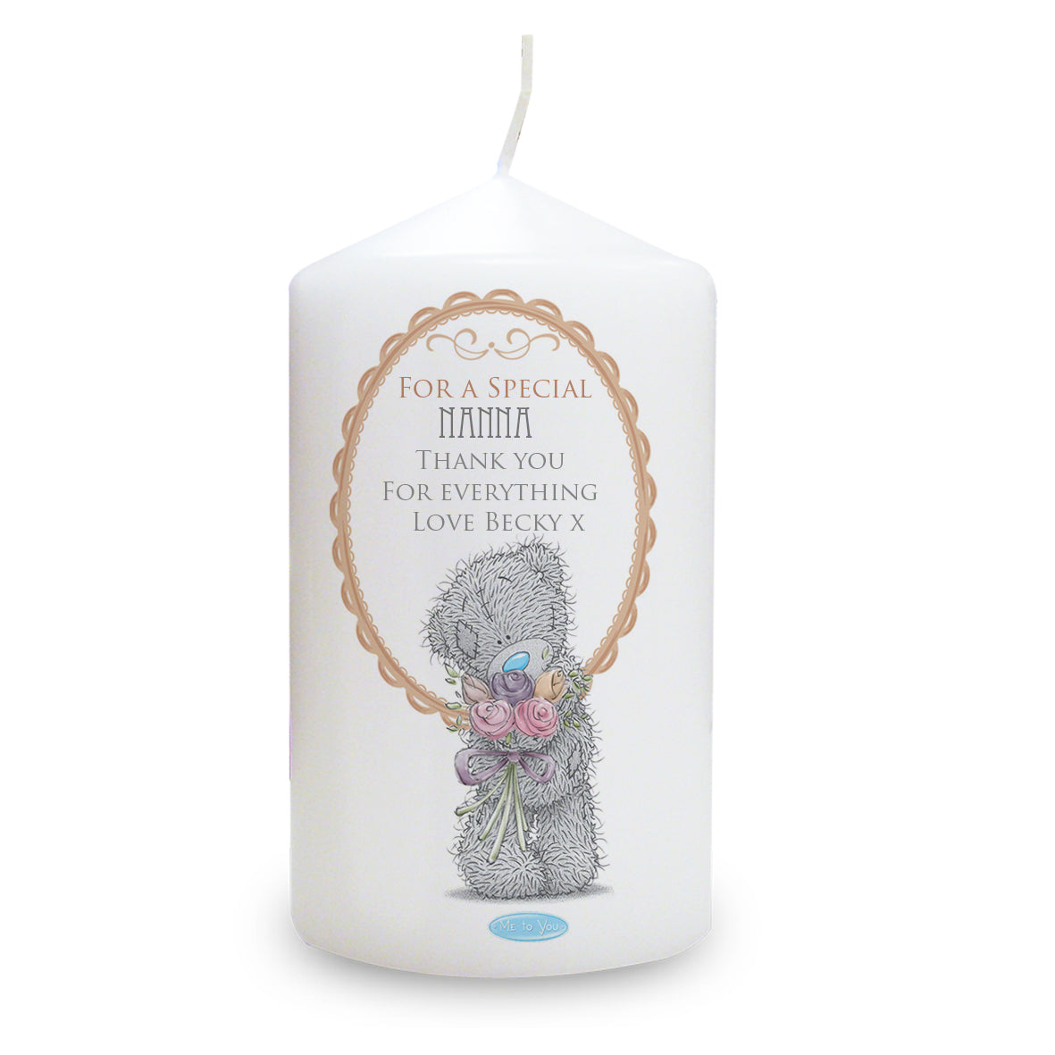 Personalised Me to You Flowers Pillar Candle For Her - MK&JD Gifts
