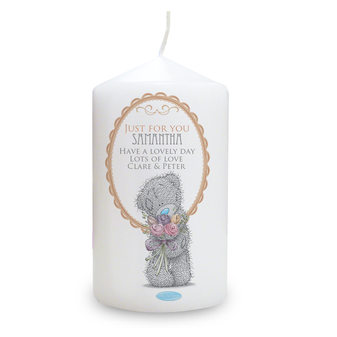 Personalised Me to You Flowers Pillar Candle For Her - MK&JD Gifts