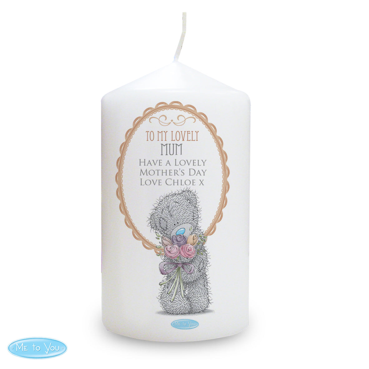 Personalised Me to You Flowers Pillar Candle For Her - MK&JD Gifts