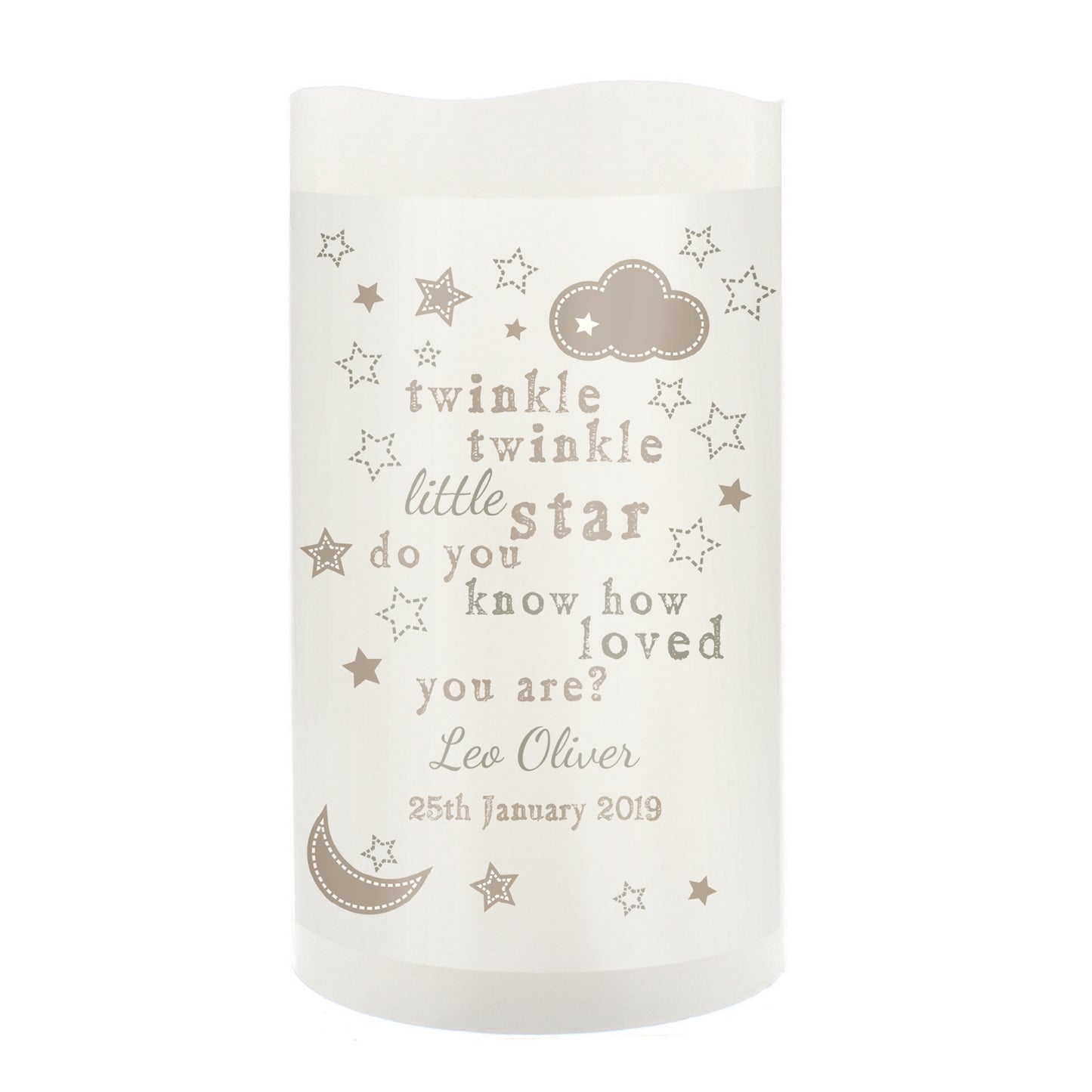 Personalised Twinkle Twinkle Nightlight LED Candle - MK&JD Gifts