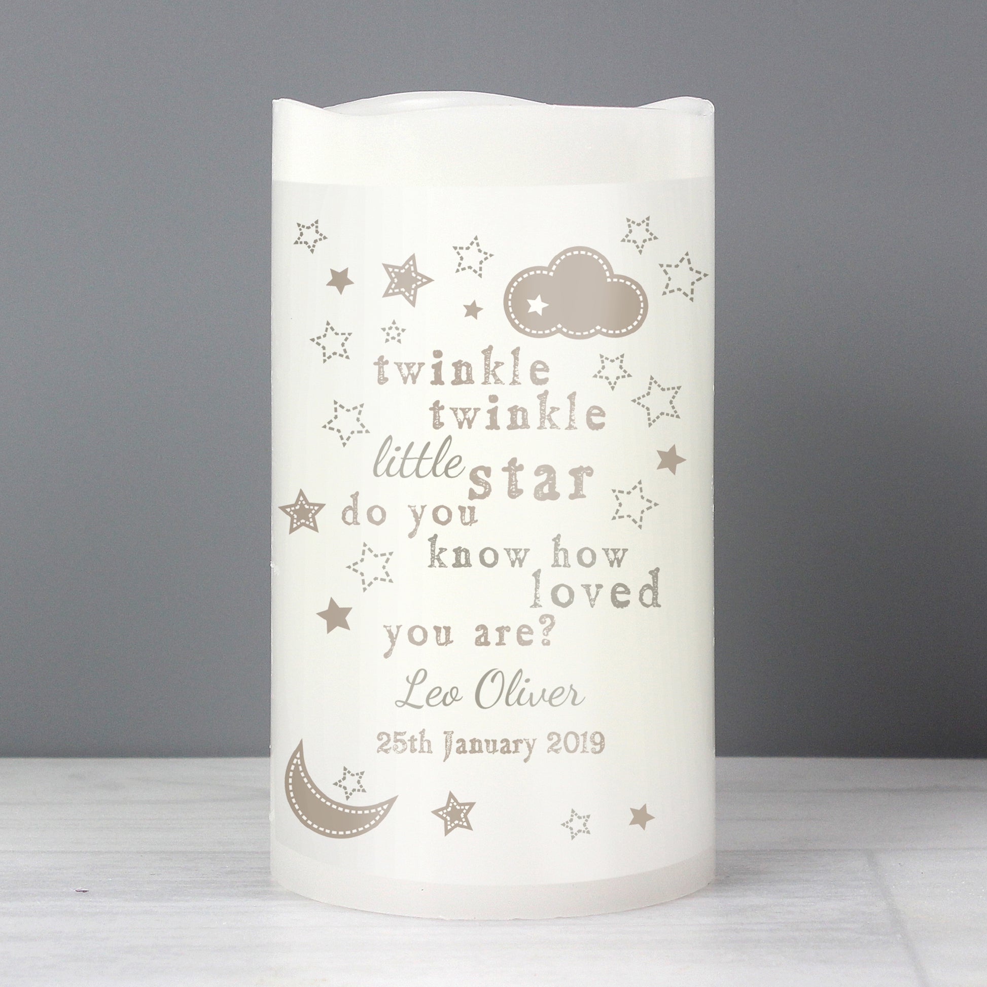 Personalised Twinkle Twinkle Nightlight LED Candle - MK&JD Gifts