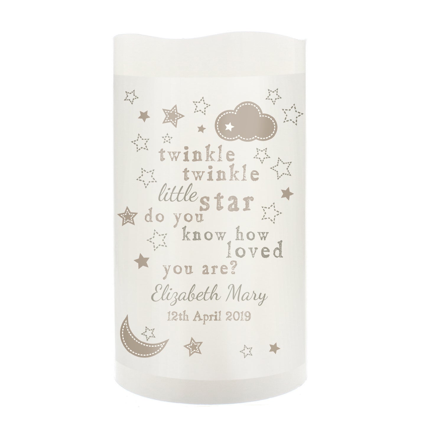 Personalised Twinkle Twinkle Nightlight LED Candle - MK&JD Gifts