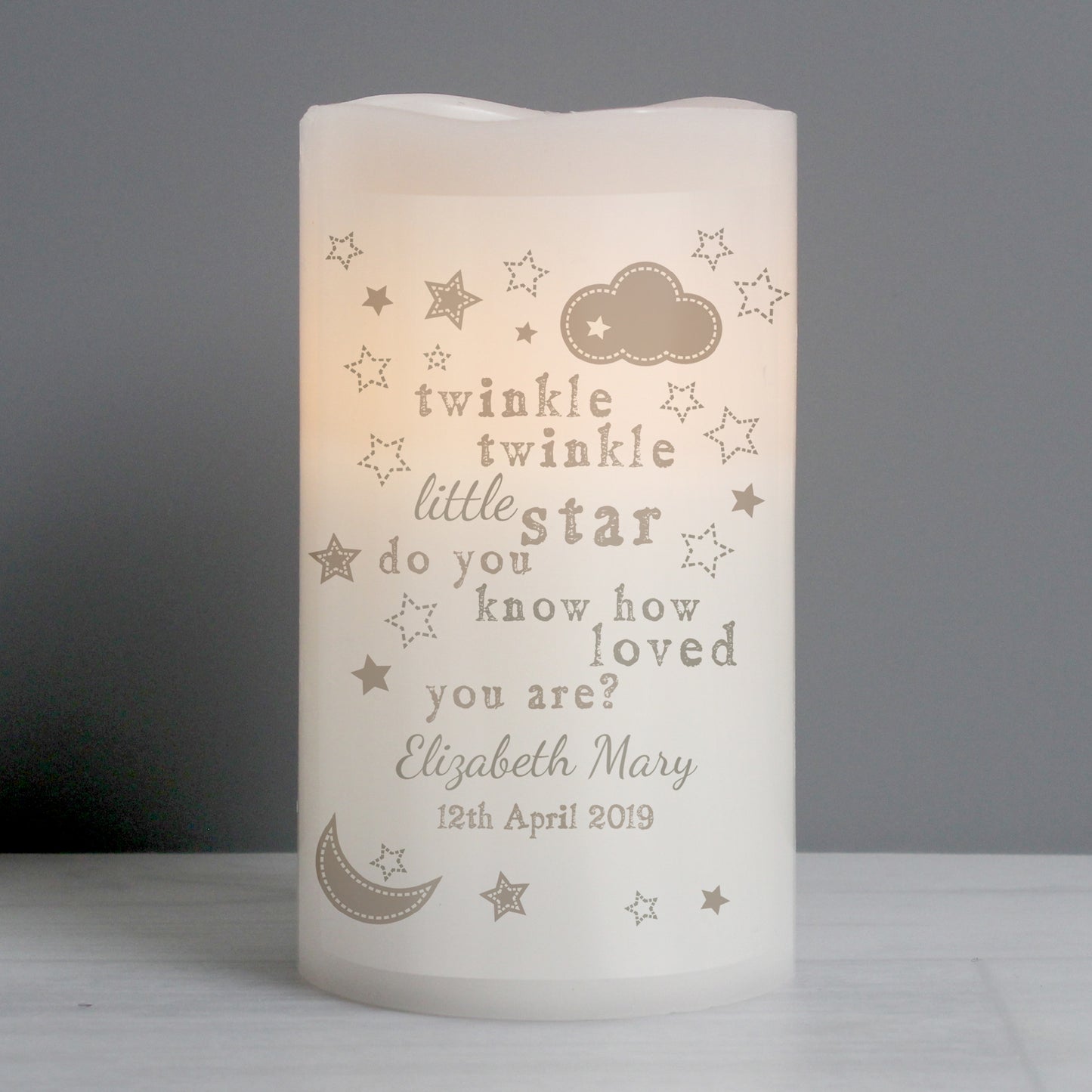Personalised Twinkle Twinkle Nightlight LED Candle - MK&JD Gifts