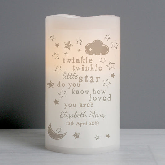 Personalised Twinkle Twinkle Nightlight LED Candle - MK&JD Gifts