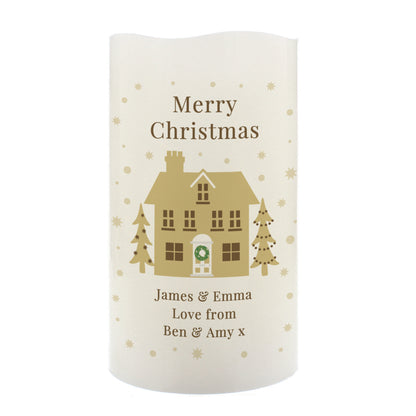 Personalised Festive Village LED Candle - MK&JD Gifts
