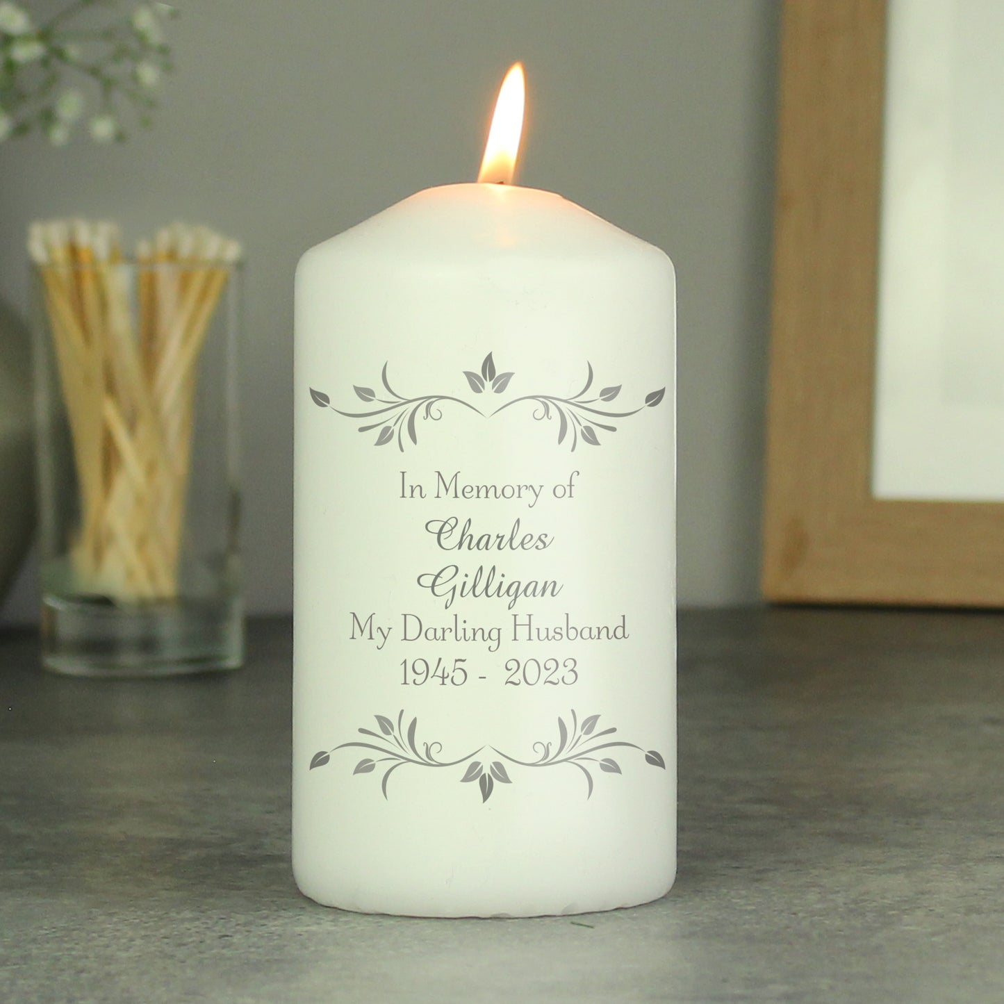 Personalised Sentiments Pillar Candle - MK&JD Gifts