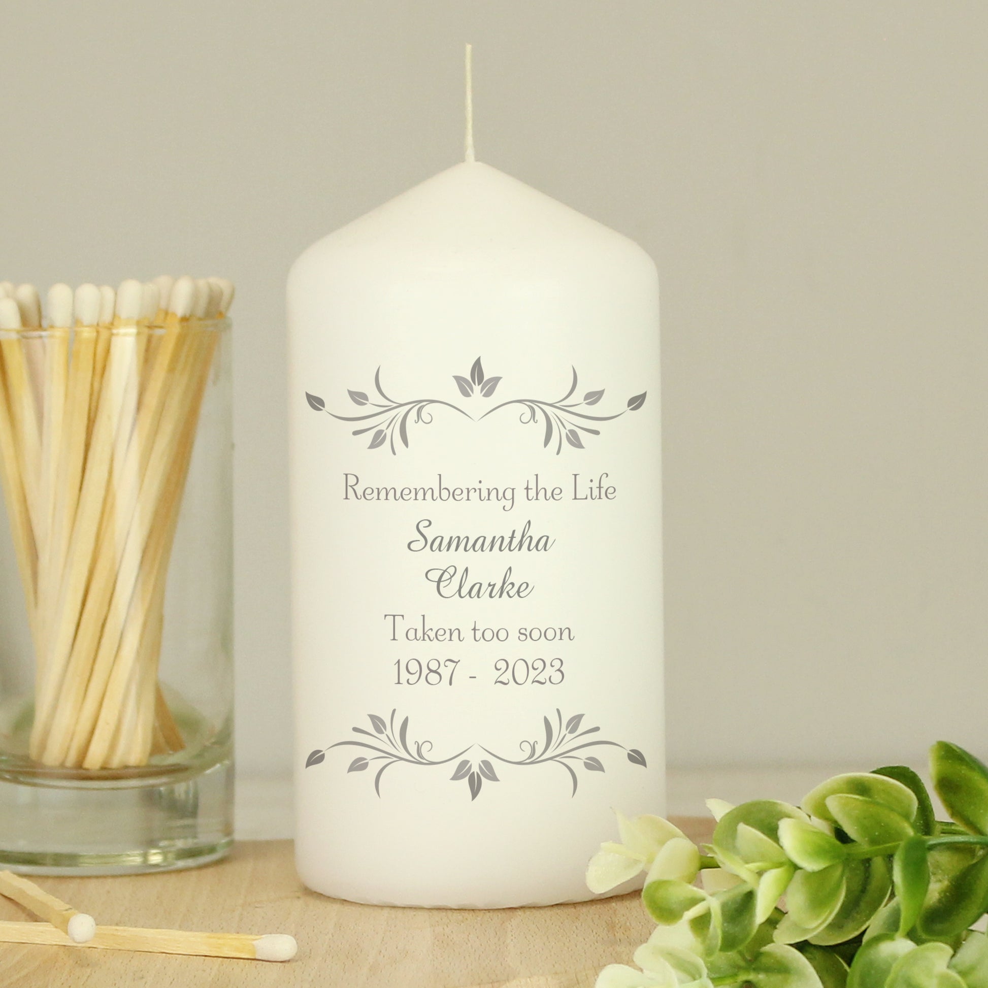 Personalised Sentiments Pillar Candle - MK&JD Gifts