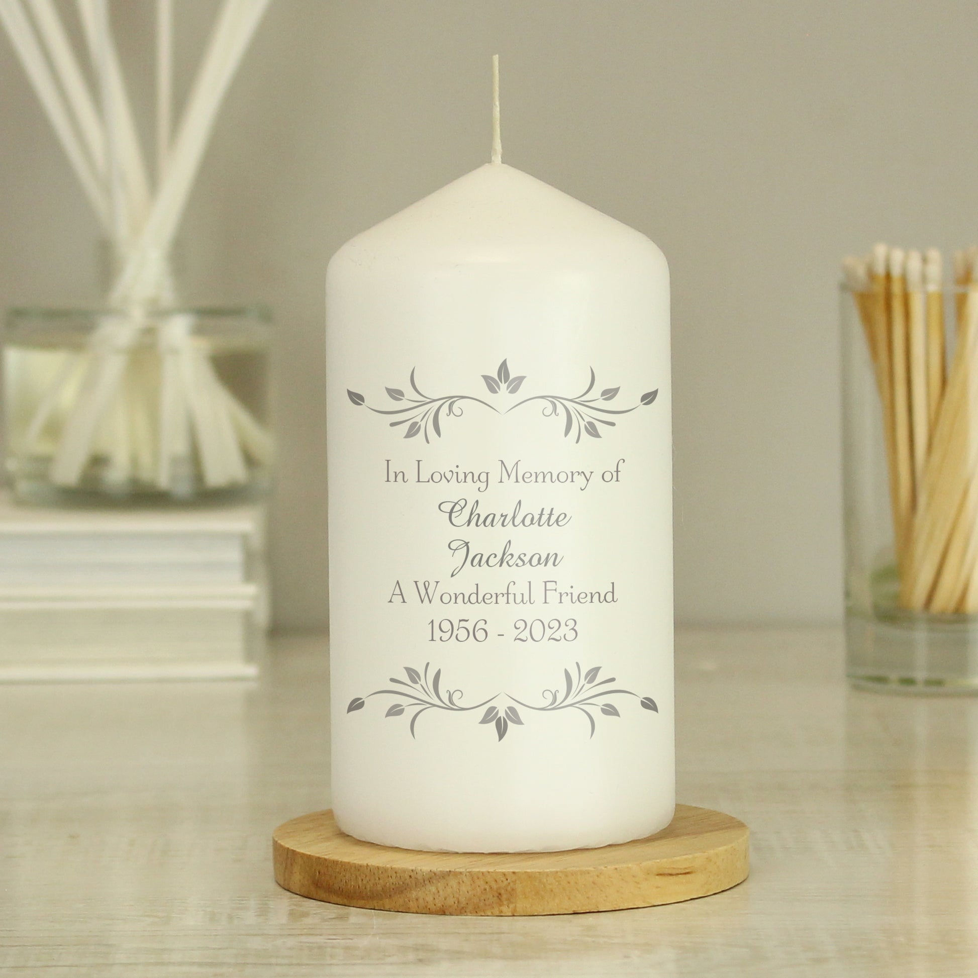 Personalised Sentiments Pillar Candle - MK&JD Gifts