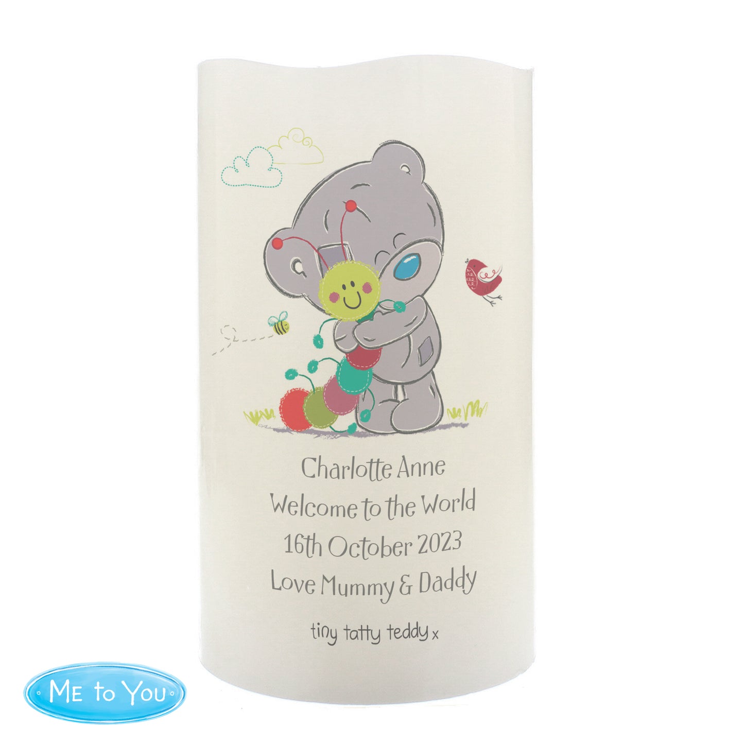 Personalised Tiny Tatty Teddy Cuddle Bug Nightlight LED Candle - MK&JD Gifts