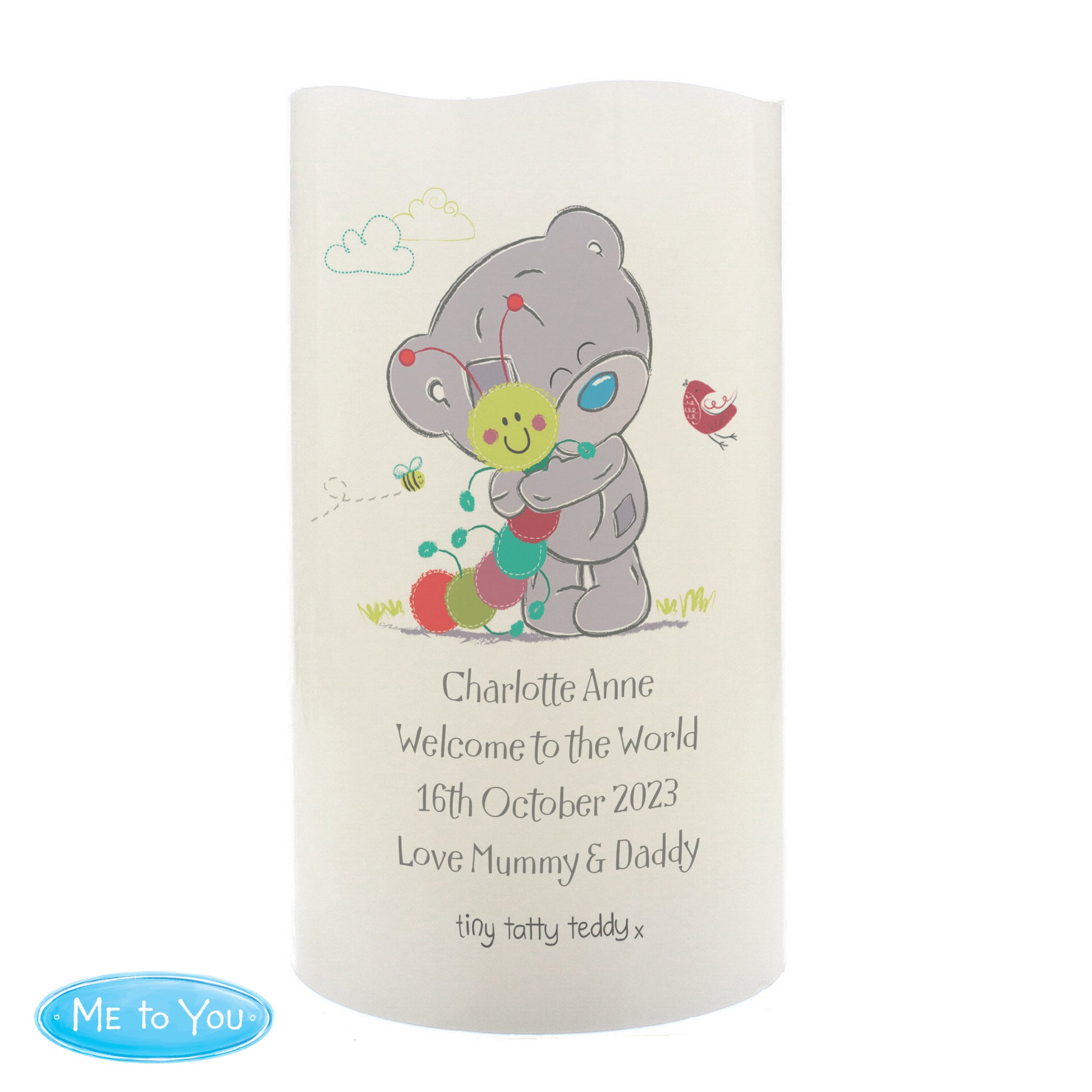 Personalised Tiny Tatty Teddy Cuddle Bug Nightlight LED Candle - MK&JD Gifts