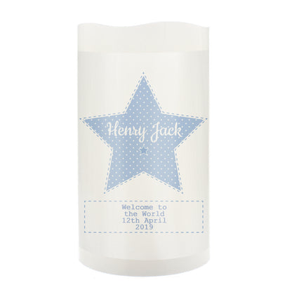 Personalised Stitch & Dot Baby Boy Nightlight LED Candle - MK&JD Gifts