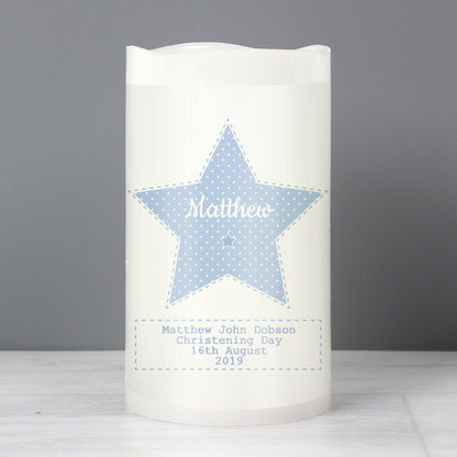 Personalised Stitch & Dot Baby Boy Nightlight LED Candle - MK&JD Gifts