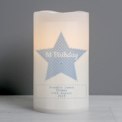 Personalised Stitch & Dot Baby Boy Nightlight LED Candle - MK&JD Gifts