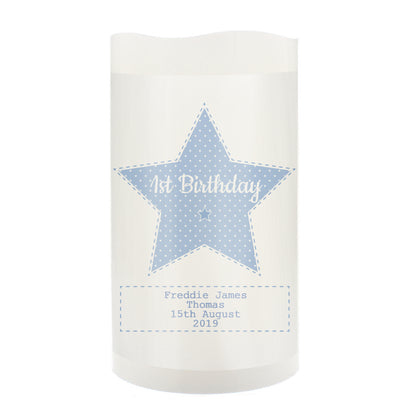 Personalised Stitch & Dot Baby Boy Nightlight LED Candle - MK&JD Gifts
