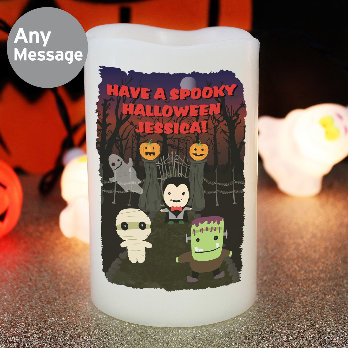 Personalised Halloween LED Candle - MK&JD Gifts