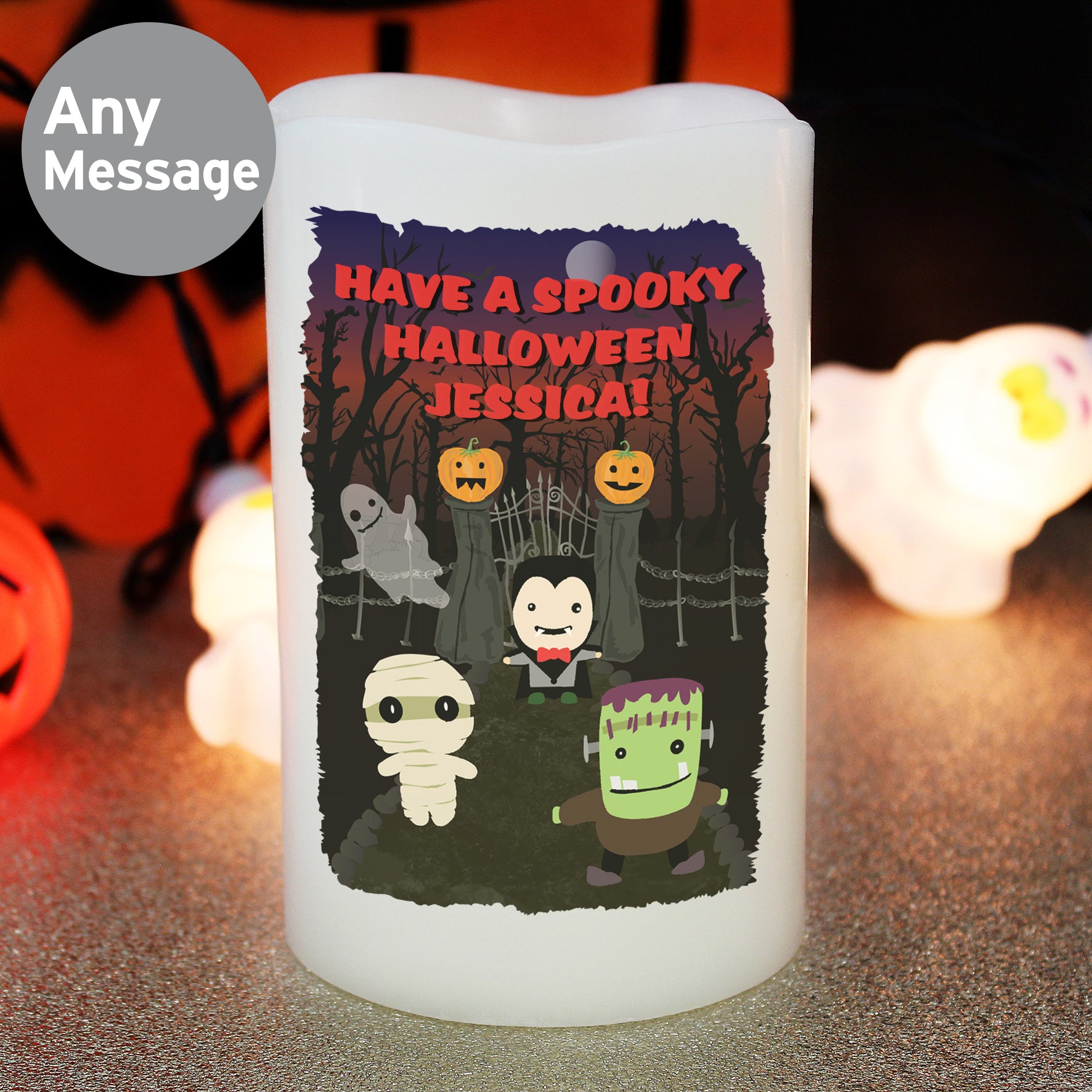Personalised Halloween LED Candle - MK&JD Gifts