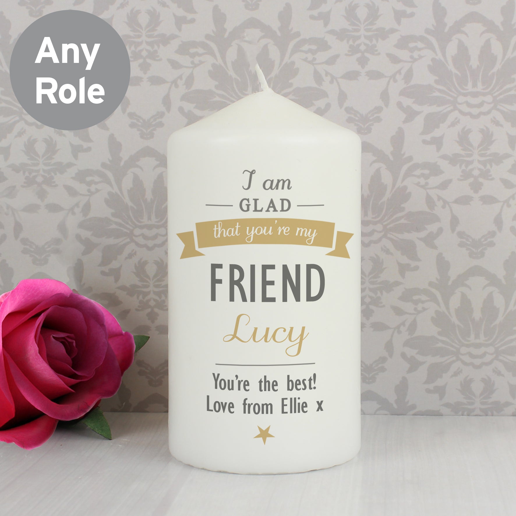 Personalised I Am Glad... Pillar Candle - MK&JD Gifts