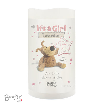 Personalised Boofle It's a Girl Nightlight LED Candle - MK&JD Gifts