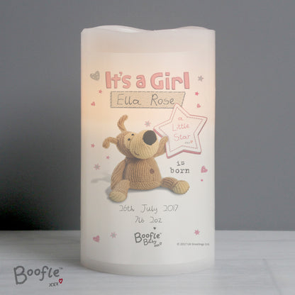 Personalised Boofle It's a Girl Nightlight LED Candle - MK&JD Gifts