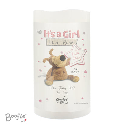 Personalised Boofle It's a Girl Nightlight LED Candle - MK&JD Gifts