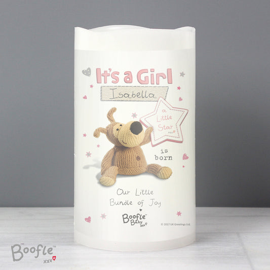 Personalised Boofle It's a Girl Nightlight LED Candle - MK&JD Gifts