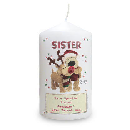 Personalised Boofle Christmas Reindeer Pillar Candle - MK&JD Gifts