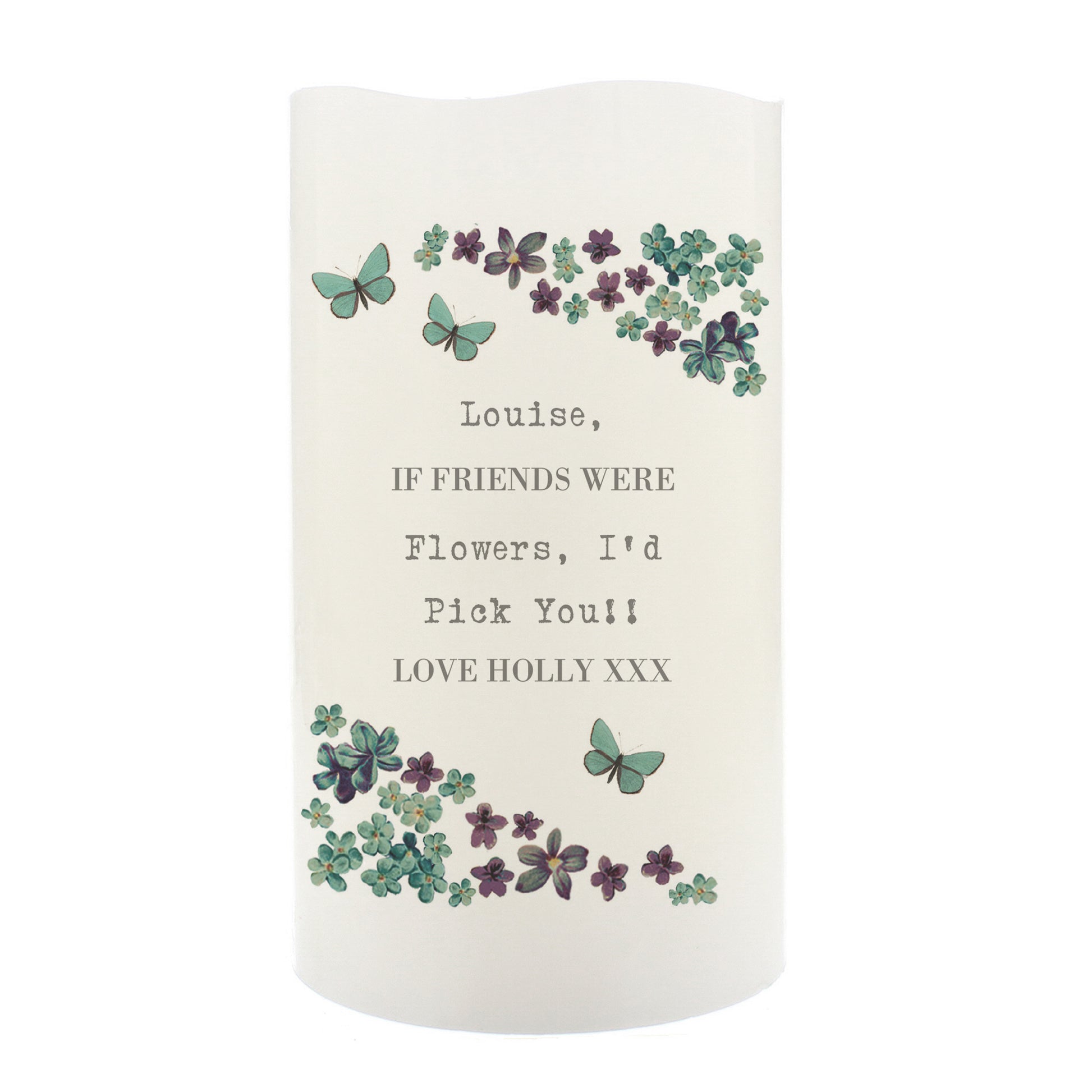 Personalised Forget Me Not LED Candle - MK&JD Gifts