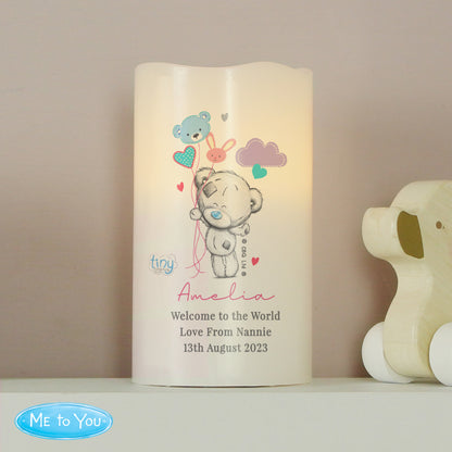 Personalised Tiny Tatty Teddy Dream Big Pink Nightlight LED Candle - MK&JD Gifts