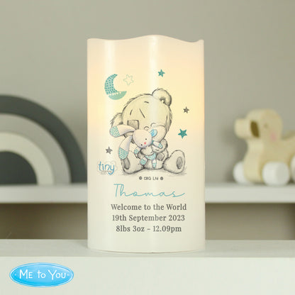 Personalised Tiny Tatty Teddy Blue Nightlight LED Candle - MK&JD Gifts