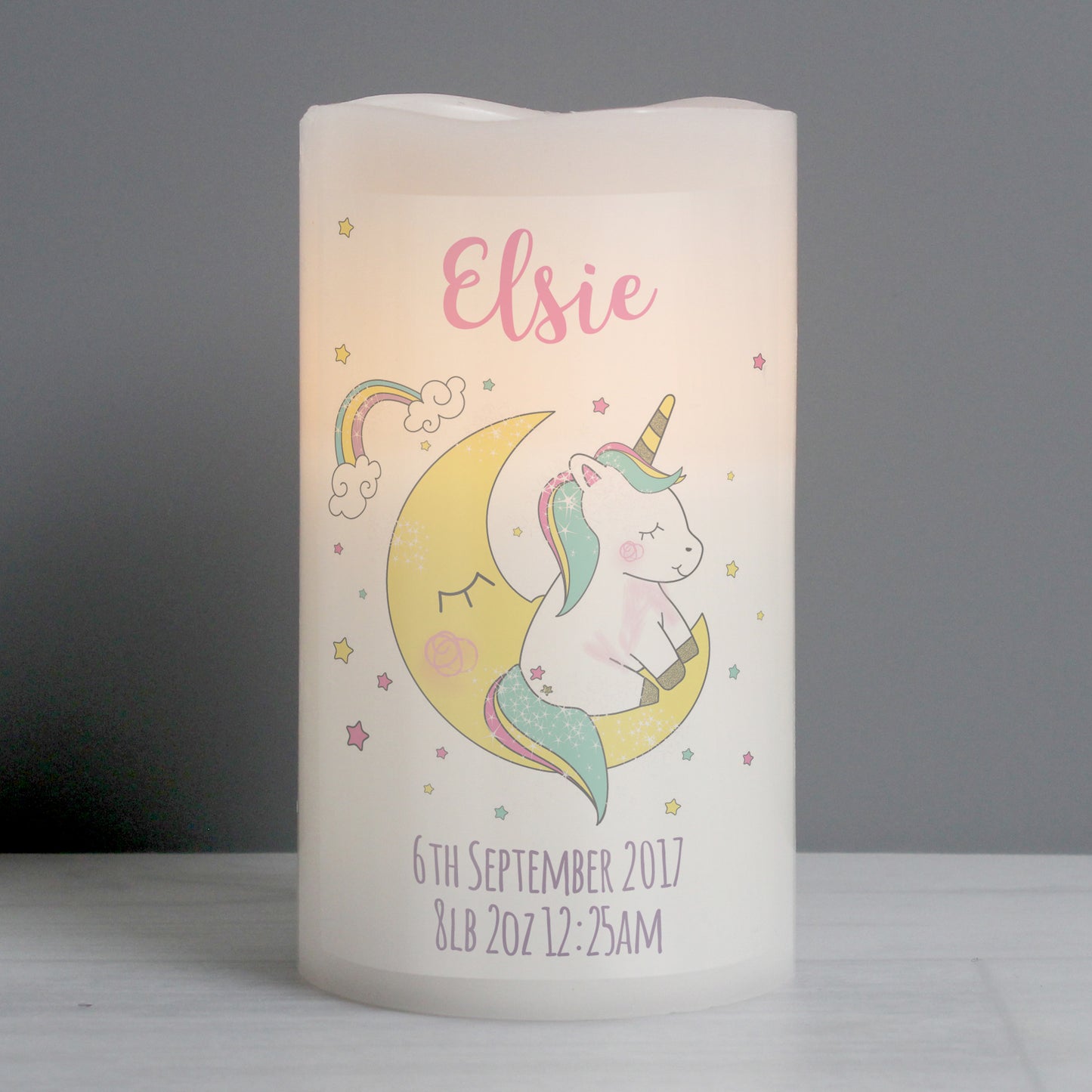 Personalised Baby Unicorn Nightlight LED Candle - MK&JD Gifts