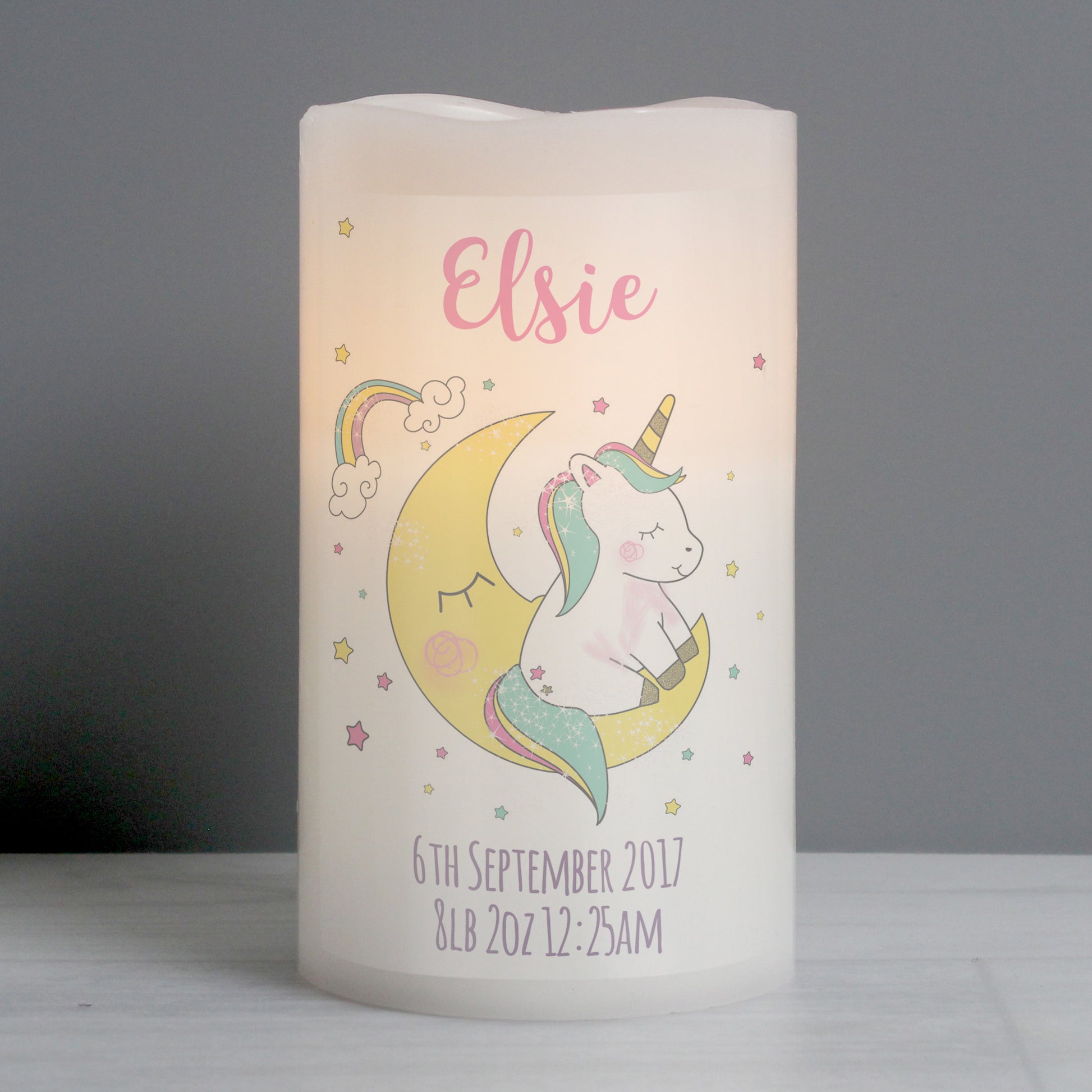 Personalised Baby Unicorn Nightlight LED Candle - MK&JD Gifts