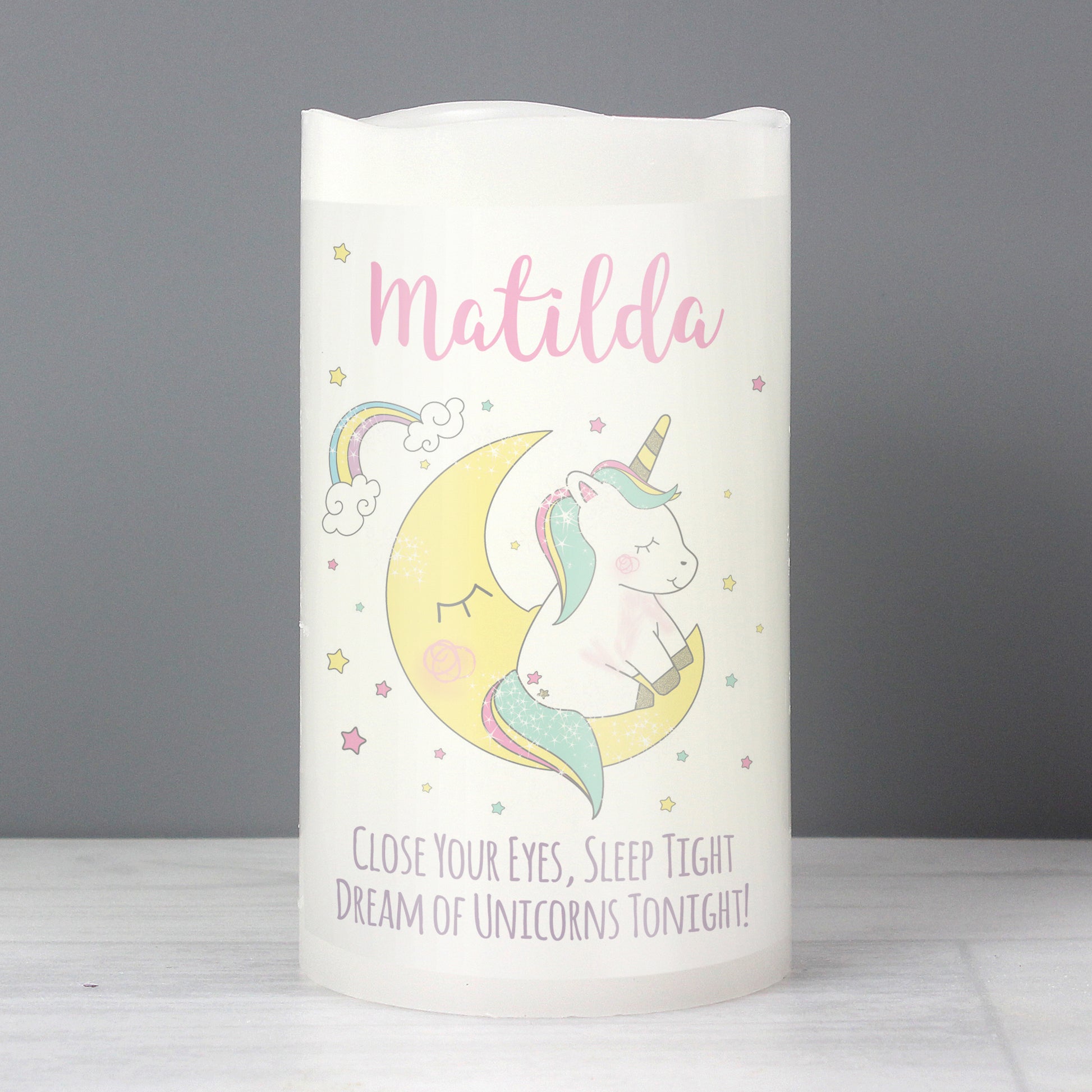 Personalised Baby Unicorn Nightlight LED Candle - MK&JD Gifts