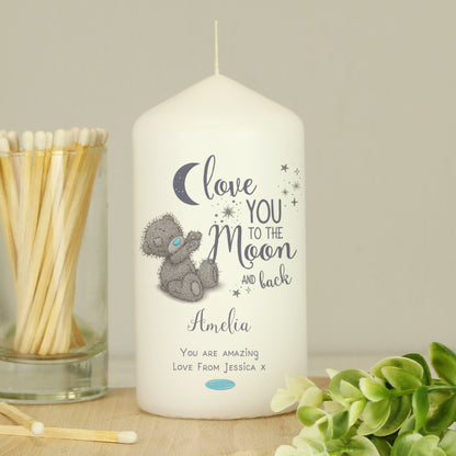 Personalised Me to You 'Love You to the Moon and Back' Pillar Candle - MK&JD Gifts