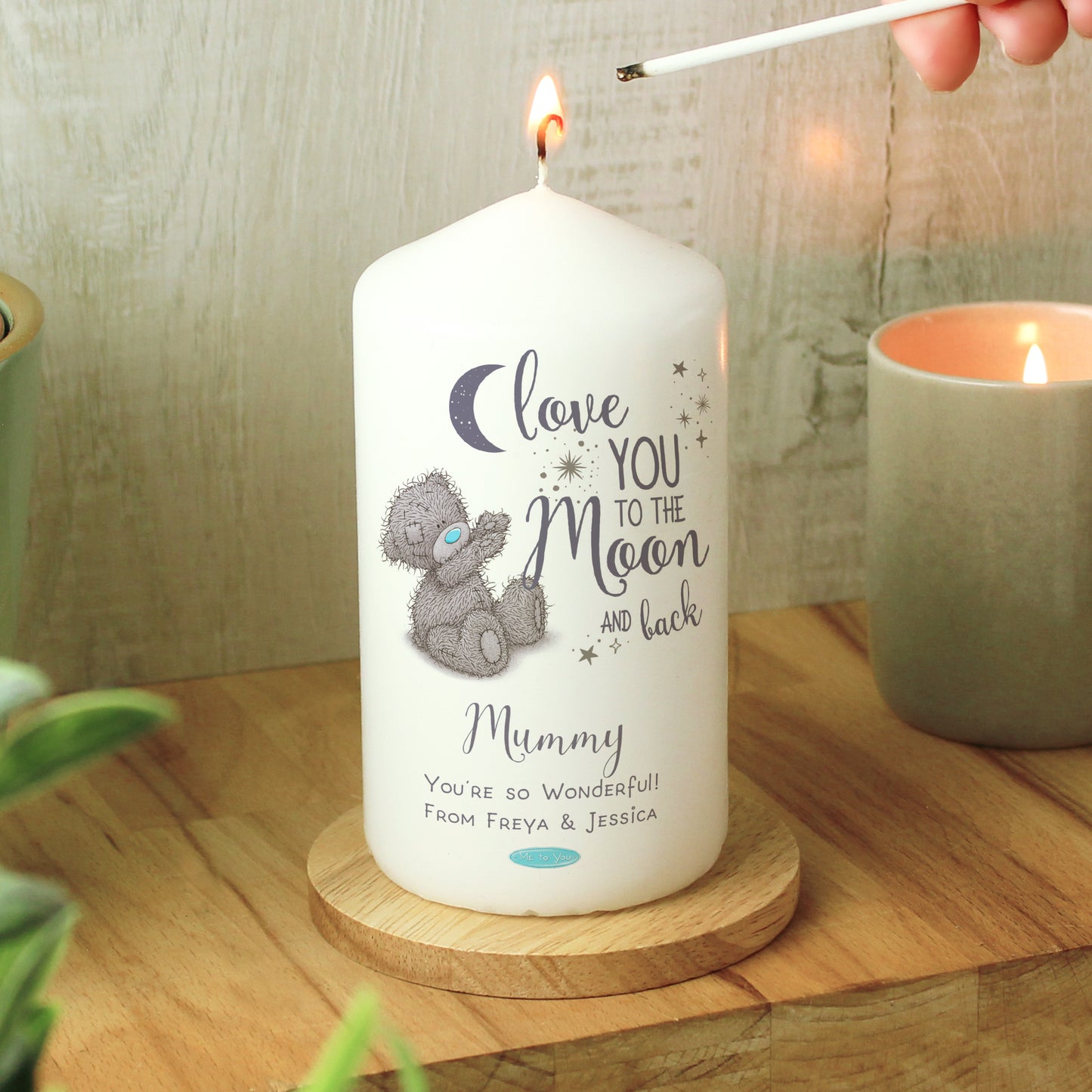 Personalised Me to You 'Love You to the Moon and Back' Pillar Candle - MK&JD Gifts
