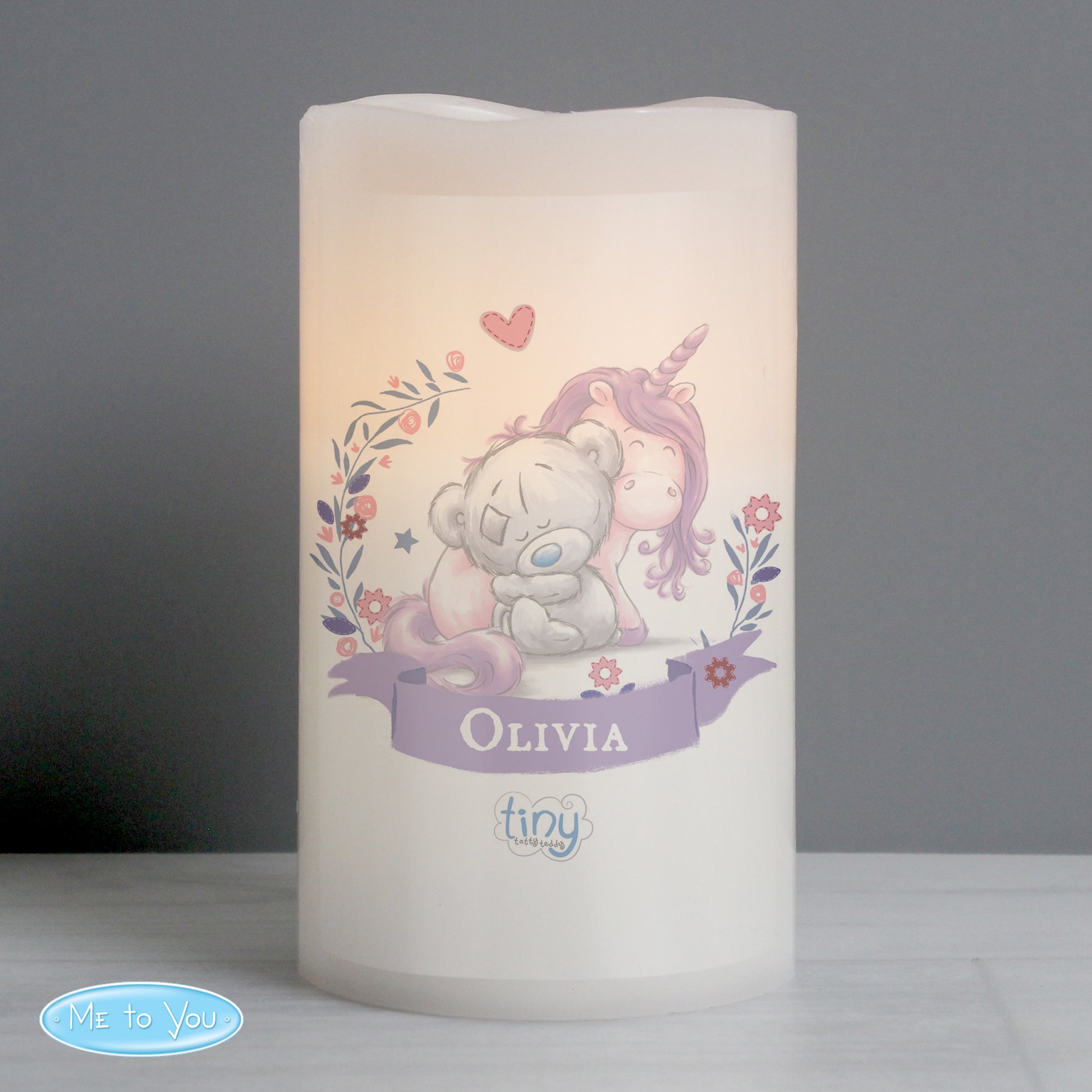 Personalised Tiny Tatty Teddy Unicorn Nightlight LED Candle - MK&JD Gifts