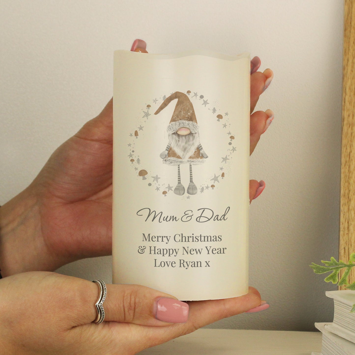 Personalised Christmas Gonk LED Candle - MK&JD Gifts