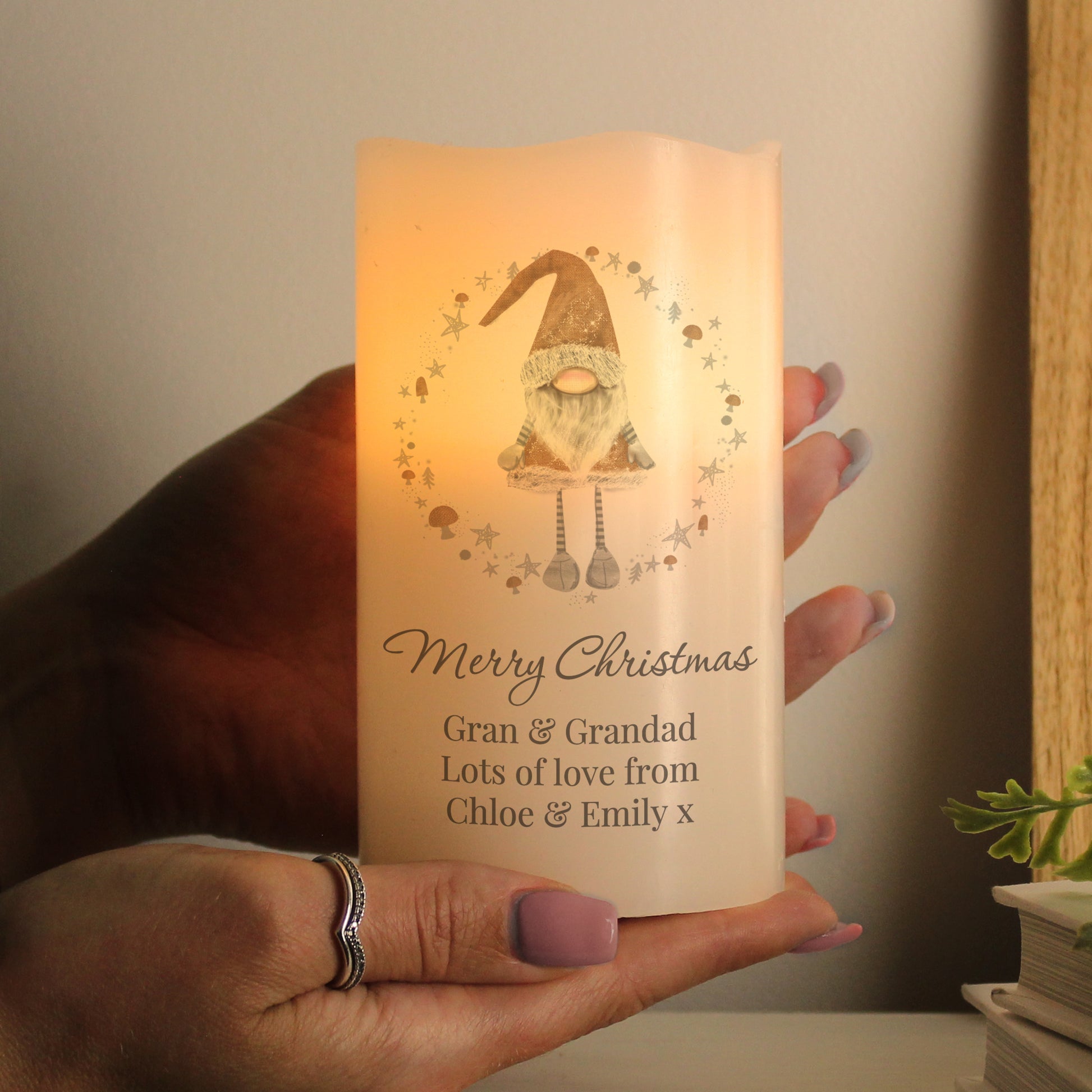 Personalised Christmas Gonk LED Candle - MK&JD Gifts