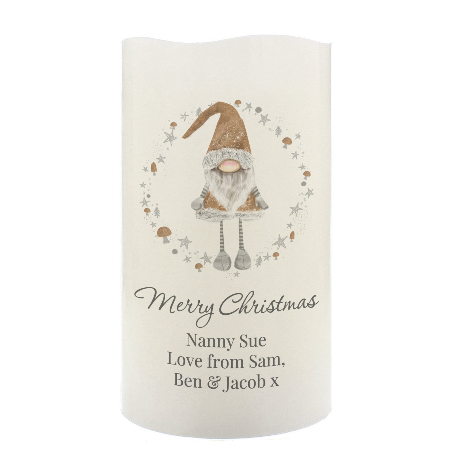 Personalised Christmas Gonk LED Candle - MK&JD Gifts