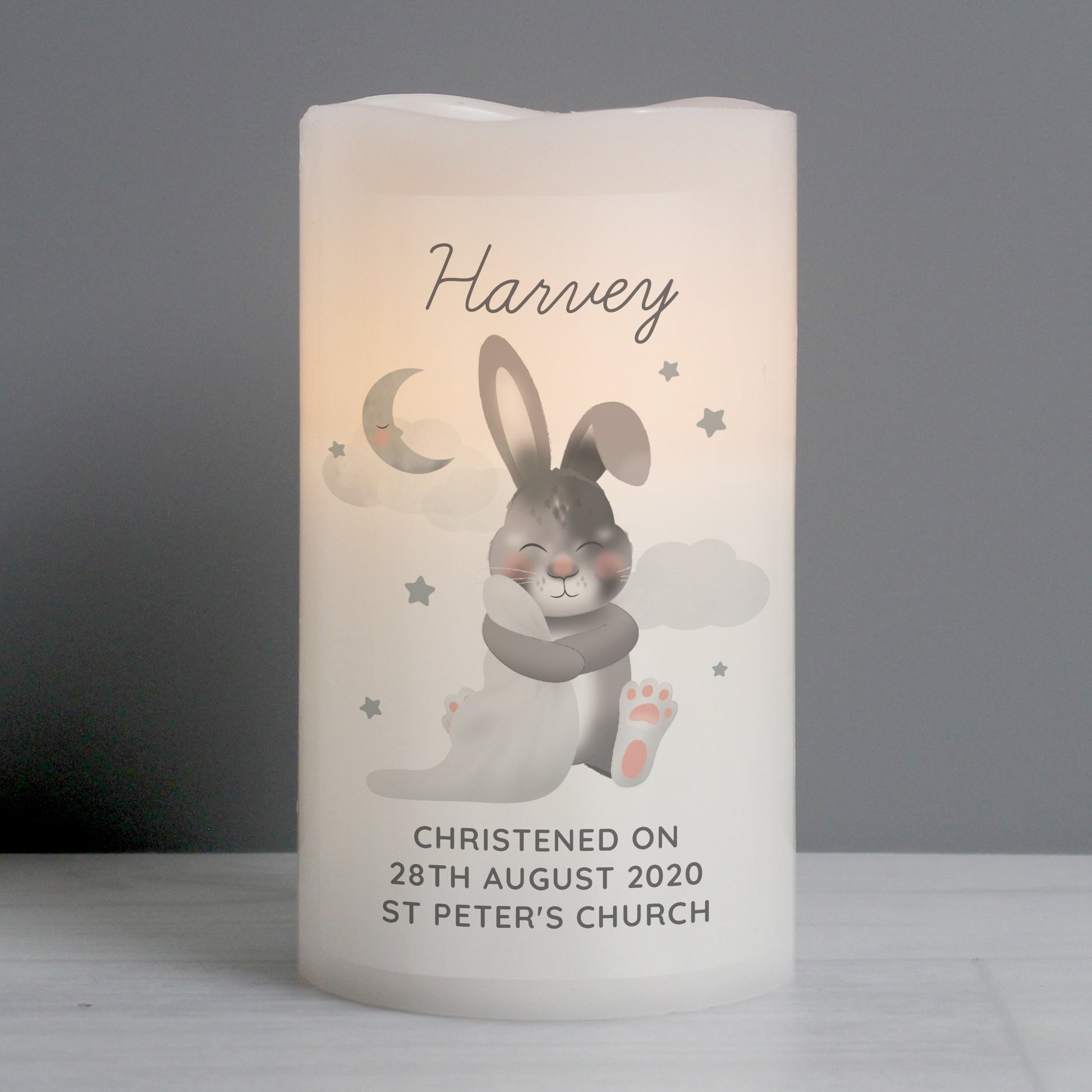 Personalised Baby Bunny LED Candle - MK&JD Gifts