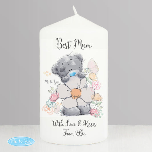 Personalised Me to You Floral Pillar Candle - MK&JD Gifts