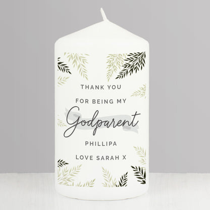 Personalised Godparent Pillar Candle - MK&JD Gifts