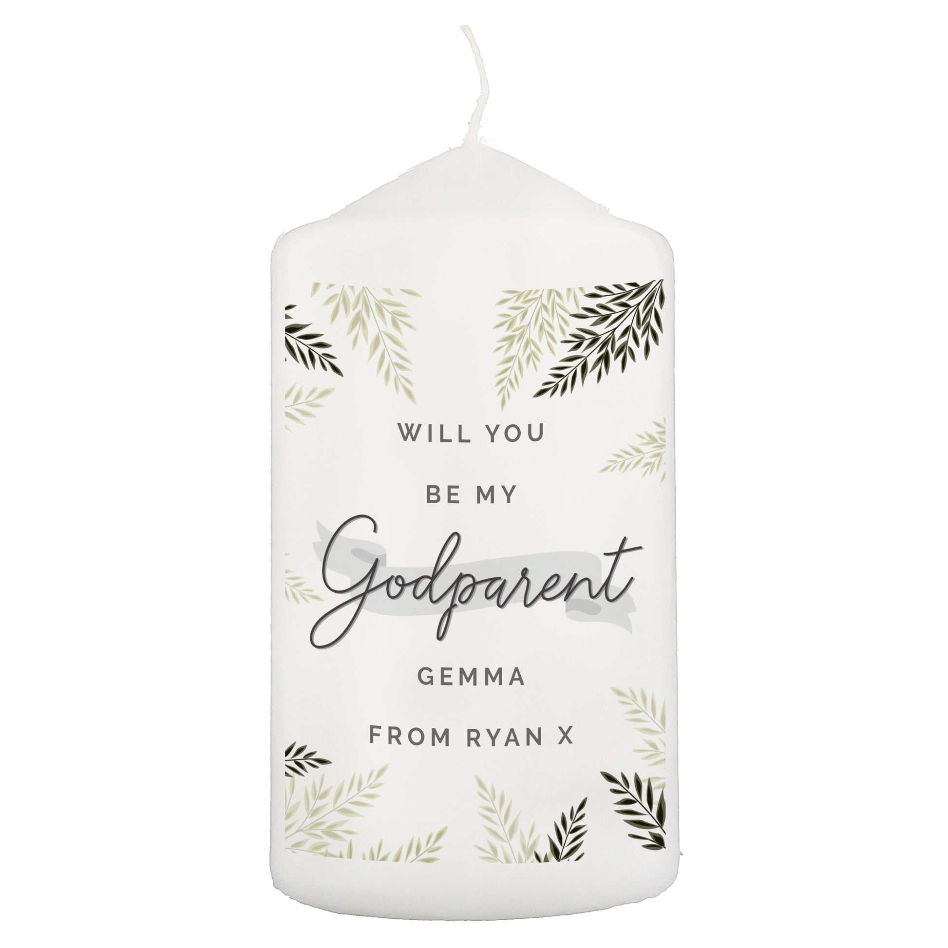 Personalised Godparent Pillar Candle - MK&JD Gifts