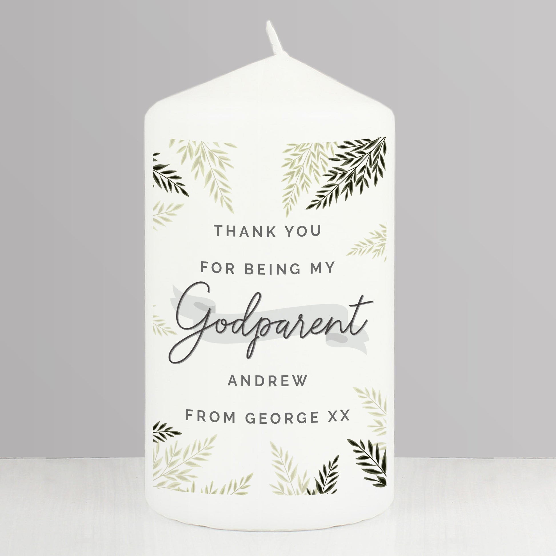 Personalised Godparent Pillar Candle - MK&JD Gifts