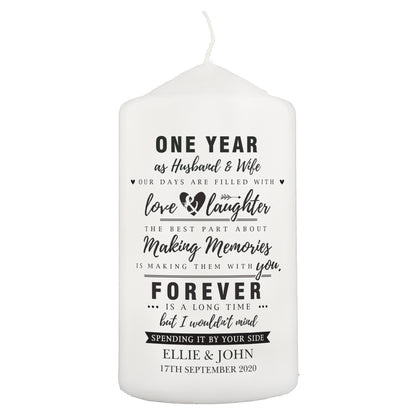 Personalised Anniversary Pillar Candle - MK&JD Gifts